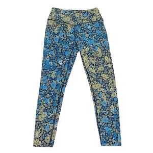 Free People Loose Control Wrap Leggings Floral Large Daisy Blue Green Yellow GUC